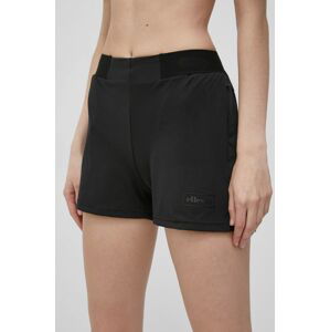 Kraťasy Ellesse dámské, černá barva, hladké, medium waist