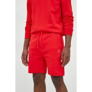 Bavlněné šortky BOSS Boss Casual pánské, červená barva
