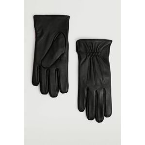Kožené rukavice Mango Man Elastic pánské, černá barva
