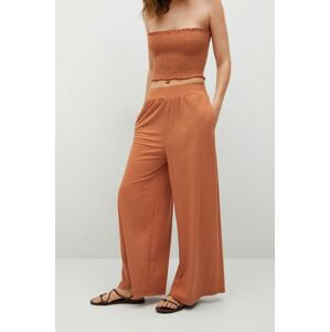 Kalhoty Mango Tamara dámské, oranžová barva, široké, high waist