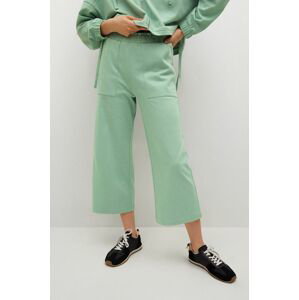 Kalhoty Mango Clay dámské, zelená barva, široké, high waist