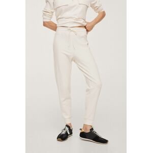 Kalhoty Mango Pique1 dámské, bílá barva, jogger, high waist