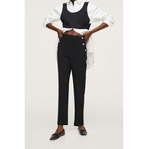 Kalhoty Mango Dorado dámské, černá barva, jednoduché, medium waist