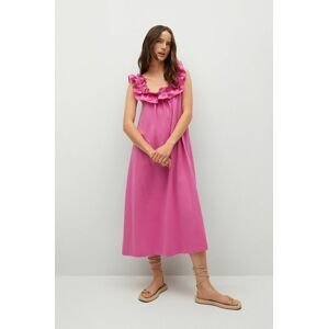 Bavlněné šaty Mango Margot růžová barva, midi, oversize