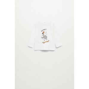 Dětské tričko s dlouhým rukávem Mango Kids Bob bílá barva, s aplikací