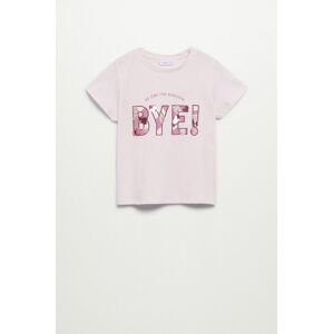 Dětské bavlněné tričko Mango Kids Bye růžová barva