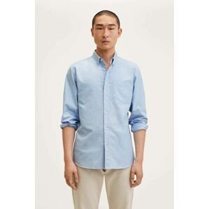 Košile Mango Man pánská, modrá barva, regular, s límečkem button-down