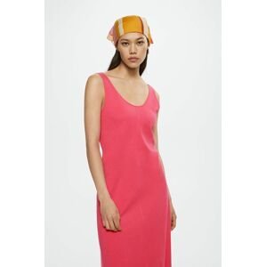 Bavlněné šaty Mango Ribet růžová barva, maxi