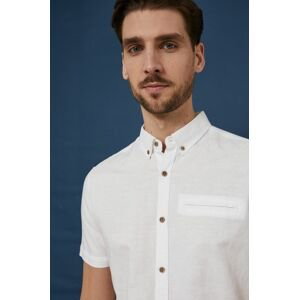 Plátěná košile Medicine pánská, bílá barva, regular, s límečkem button-down