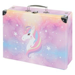Skládací školní kufřík Baagl Rainbow Unicorn s kováním
