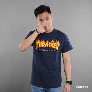 Tričko s krátkým rukávem Thrasher Flame Logo navy