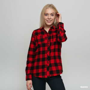 Dámská košile Urban Classics Ladies Turnup Checked Flanell Shirt Black/ Red