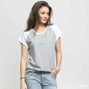 Dámské tričko Urban Classics Ladies Contrast Raglan Tee melange šedé / bílé