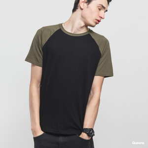 Tričko s krátkým rukávem Urban Classics Raglan Contrast Tee Black/ Olive