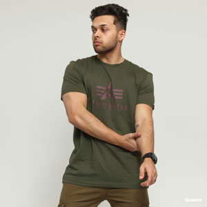 Tričko s krátkým rukávem Alpha Industries Basic Tee tmavě olivové