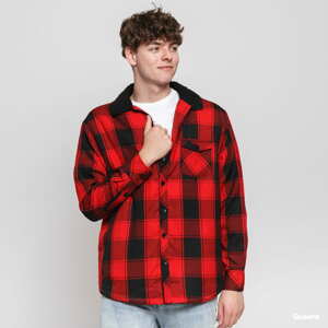 Podzimní bunda Urban Classics Sherpa Lined Shirt Jacket červená / černá