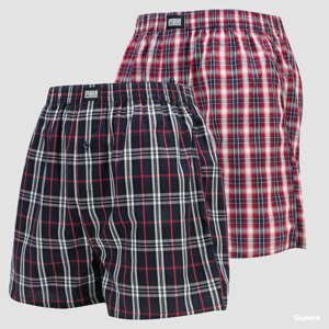 Urban Classics Woven Plaid Boxer Shorts 2-Pack navy / červené / bílé