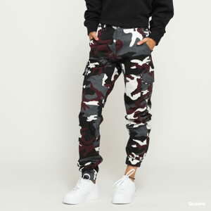 Dámské kalhoty Urban Classics Ladies High Waist Camo Cargo Pants camo vínové / bílé / tmavě šedé / černé