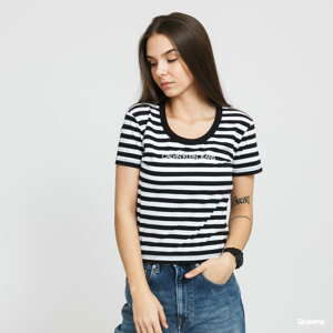 Dámské tričko CALVIN KLEIN JEANS W Stripes Baby Tee černé / bílé