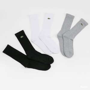 Ponožky LACOSTE 3Pack Crew Cut Socks černé / bílé / melange šedé