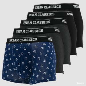 Urban Classics Boxer Shorts 5-Pack černé / tmavě šedé / navy