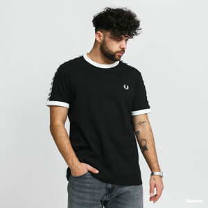 Tričko s krátkým rukávem FRED PERRY Taped Ringer Tee černé / bílé