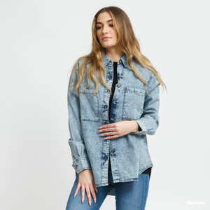 Dámská košile Urban Classics Ladies Denim Oversized Shirt light sky blue acid washed