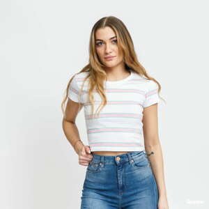 Dámské tričko Urban Classics Ladies Stripe Cropped Tee bílé / růžové / světle modré