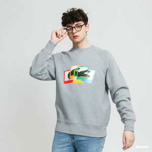 Mikina LACOSTE Lacoste LIVE x Polaroid Loose Fit Sweatshirt melange šedá