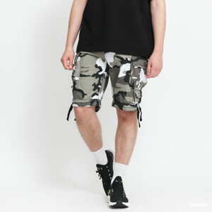 Plátěné kraťasy Urban Classics Savage Vintage Cargo Shorts camo šedé / bílé / černé