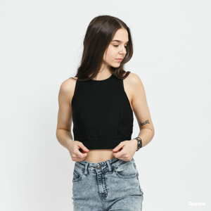 Dámský top Urban Classics Ladies Cropped Shiny Rib Top Black