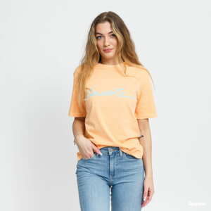 Dámské tričko LACOSTE W Crew Neck Print Lettering Tee oranžové