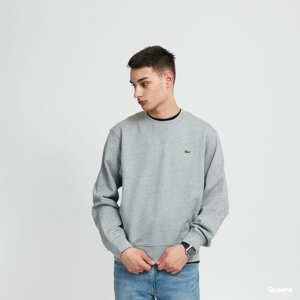 Mikina LACOSTE Crew Neck Organic Cotton Fleece Sweatshirt melange šedá