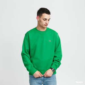 Mikina LACOSTE Crew Neck Organic Cotton Fleece Sweatshirt zelená