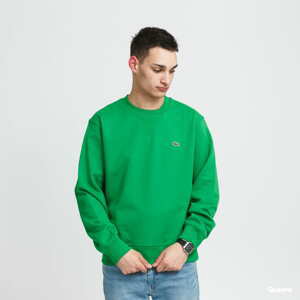 Mikina LACOSTE Crew Neck Organic Cotton Fleece Sweatshirt zelená