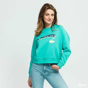 Dámská mikina LACOSTE Women’s Lacoste LIVE Lettered Cropped Sweatshirt tyrkysová