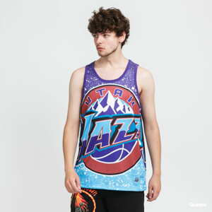 Dres Mitchell & Ness NBA Jumbotron Mesh Tank Jazz světle modrý / fialový / hnědý