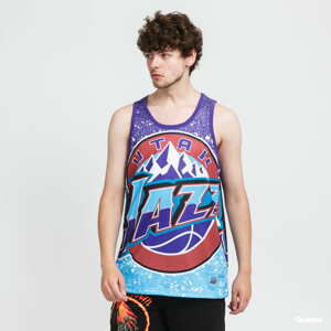 Dres Mitchell & Ness NBA Jumbotron Mesh Tank Jazz světle modrý / fialový / hnědý