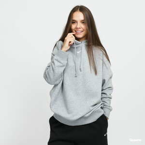 Dámská mikina Nike Oversized Fleece Hoodie Dk Grey Heather/ Base Grey/ White