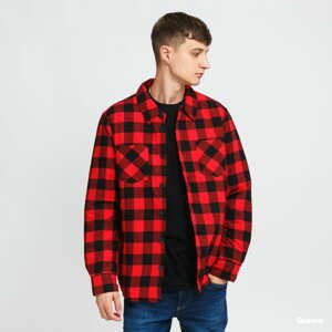 Podzimní bunda Urban Classics Padded Check Flannel Shirt červená / černá