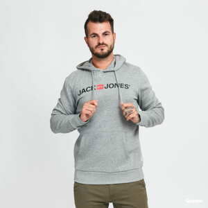 Mikina Jack & Jones JJecorp Old Logo Sweat Hood melange šedá