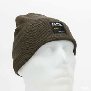 Kulich Alpha Industries Label Beanie tmavě olivový