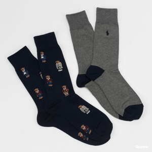 Ponožky Polo Ralph Lauren 2Pack Bear Quad Crew navy / melange tmavě šedé