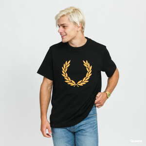 Tričko s krátkým rukávem FRED PERRY Flock Laurel Wreath Tee černé