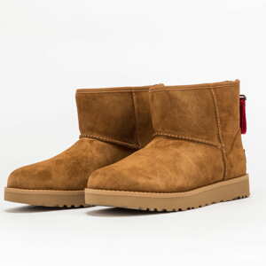 Dámské zimní boty UGG W Classic Mini Logo Zip chestnut