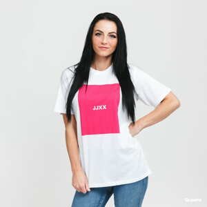 Dámské tričko JJXX JXamber Relaxed Tee bílé / tmavě růžové