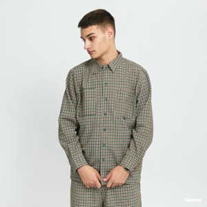 Pánská košile PLEASURES Ignition Plaid Shirt bílá / zelená / hnědá