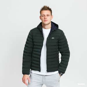 Pánská zimní bunda LACOSTE Lightweight Foldable Hooded Water-Resistant Puffer Coat tmavě zelená