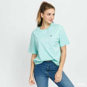 Dámské tričko LACOSTE W Crew Neck Premium Cotton T-shirt Tyrkysové