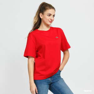 Dámské tričko LACOSTE W Crew Neck Premium Cotton T-shirt červené